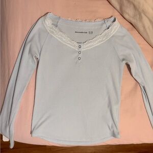 Abercrombie Kids Sky Blue Lace Trim Henley